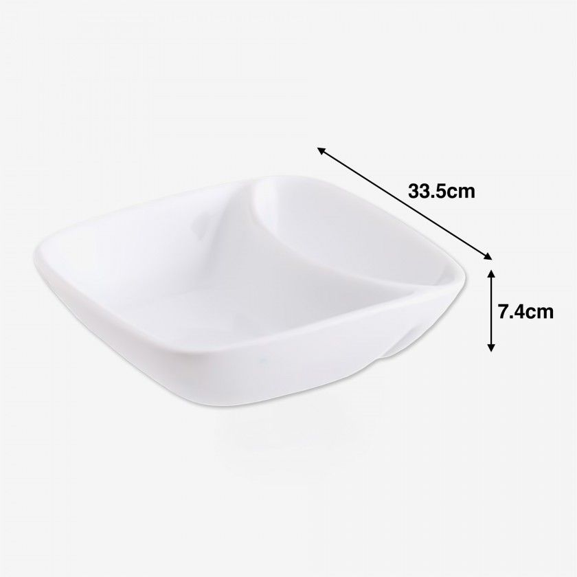 Azeitoneira Porcelana 2 Divis�es Quadrada 12.5X3.2cm