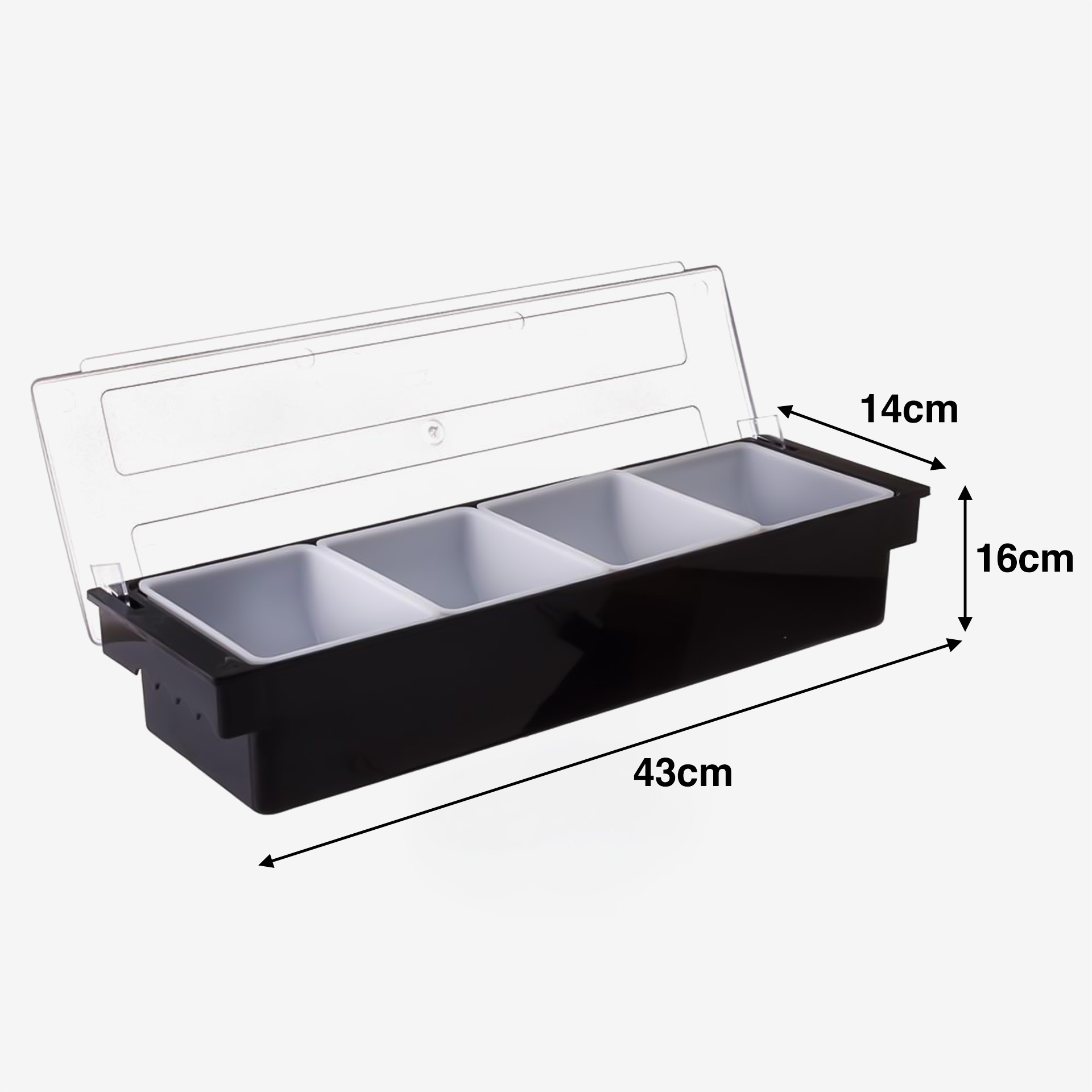 Caixa Condimentos com Tampa 4 Divisões 49.5X15.5X9.5cm