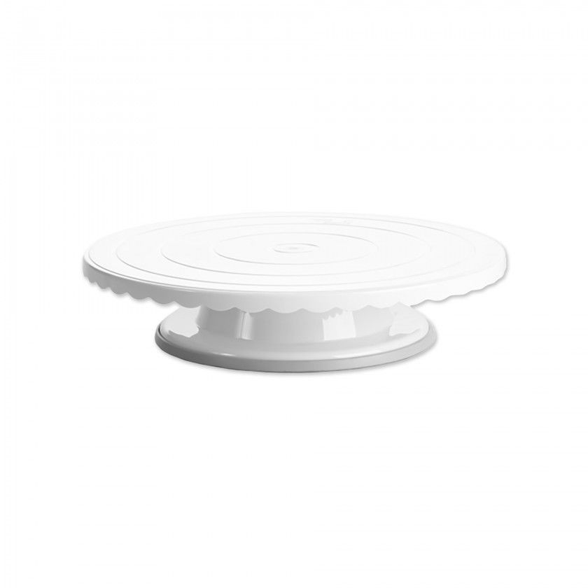 Base Bolo Girat�ria com P� Redondo Branco 33.5X7.4cm