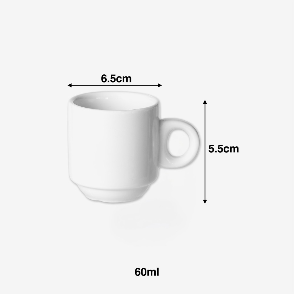Chávena Café Porcelana Cónica Asa Anel 60ml 5.5X6.5cm