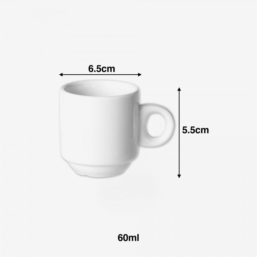Chávena Café Porcelana Cónica Asa Anel 60ml 5.5X6.5cm Chávena Café Porcelana Cónica Asa Anel 60ml 5.5X6.5cm