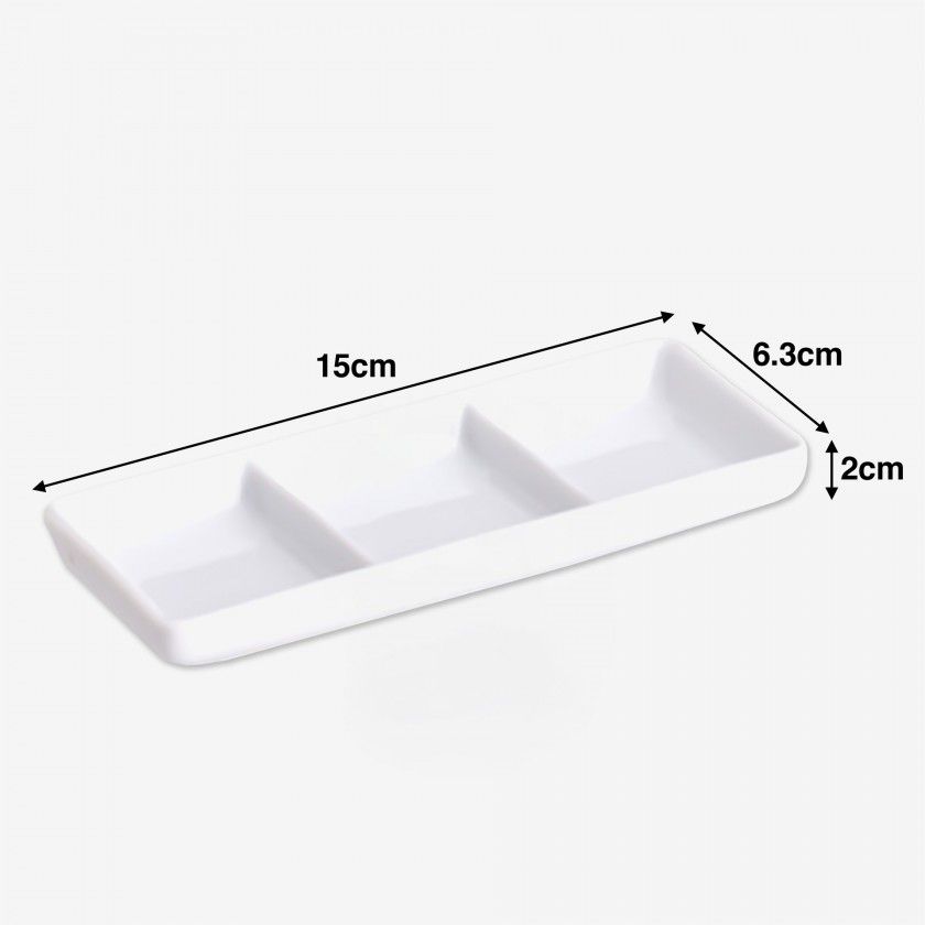 Prato Aperitivos Porcelana 3 Divisórias 15X6.3X2cm Prato Aperitivos Porcelana 3 Divisórias 15X6.3X2cm