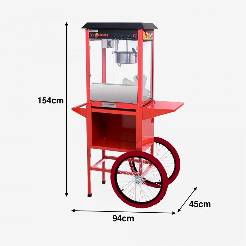M�quina Pipocas com Carrinho 94X45X154cm