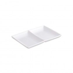 Prato Aperitivos Porcelana 2 Divis�rias 16.5X12X2.5cm