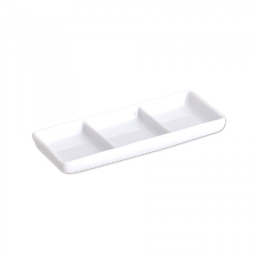 Prato Aperitivos Porcelana 3 Divis�rias 15X6.3X2cm