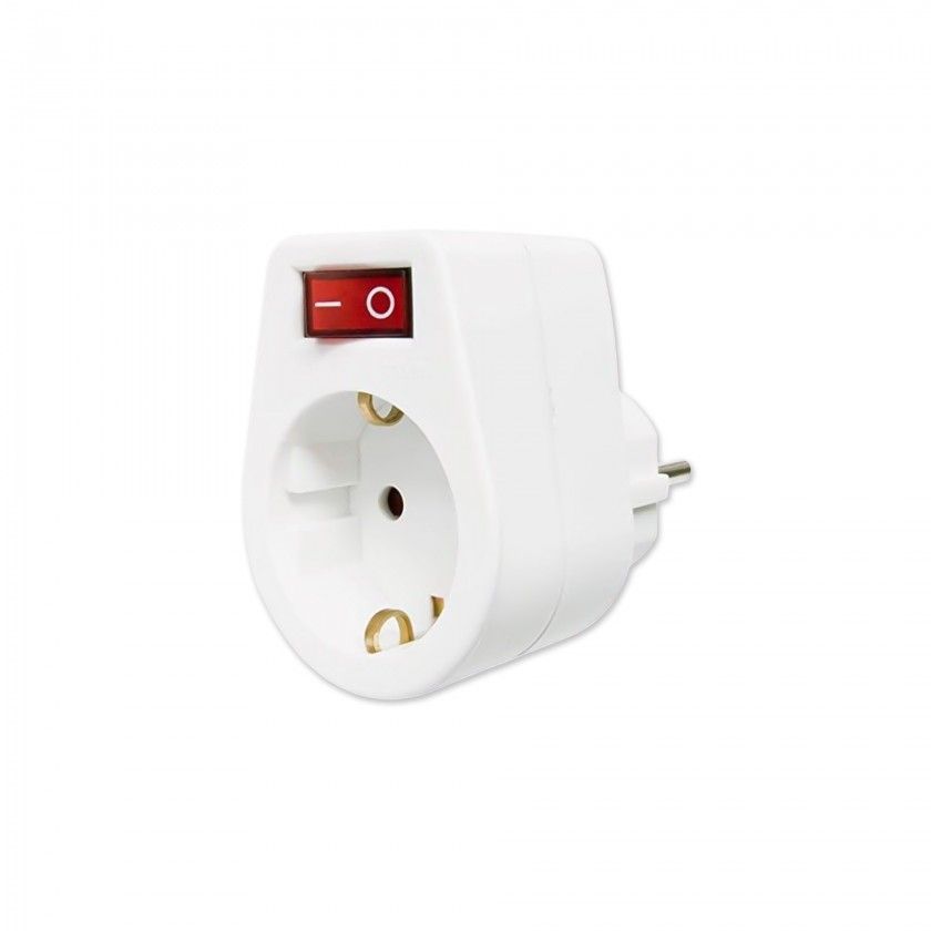 Adaptador 1 Tomada Frontal com Interruptor Adaptador 1 Tomada Frontal com Interruptor