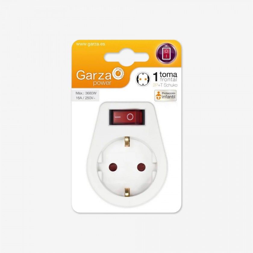 Adaptador 1 Tomada Frontal com Interruptor Adaptador 1 Tomada Frontal com Interruptor