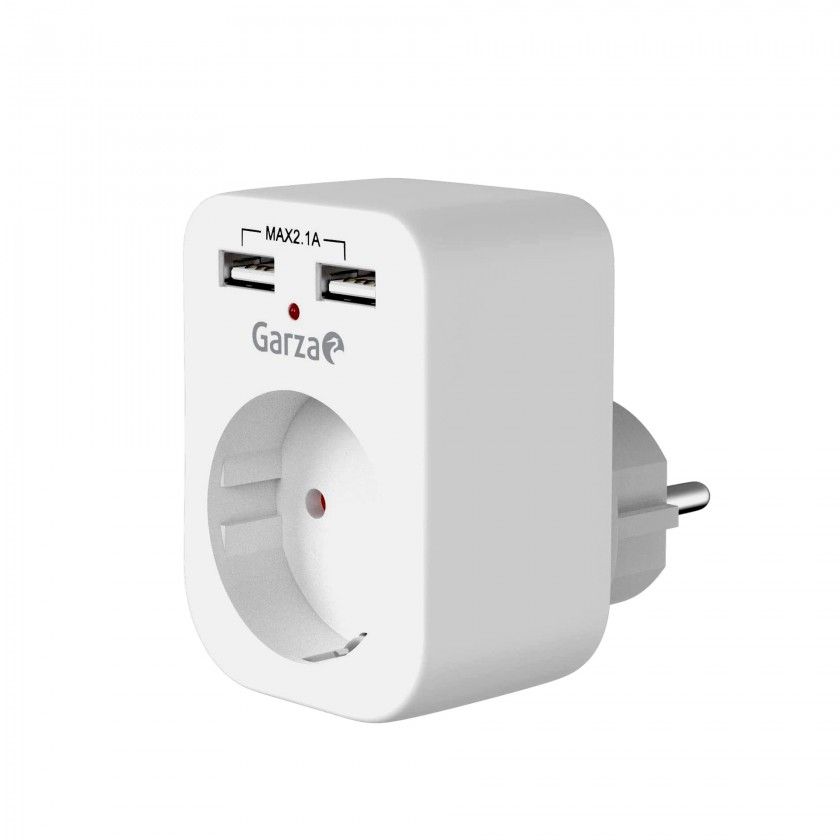 Adaptador 1 Tomada Frontal + 2Usb 5X4X5cm Adaptador 1 Tomada Frontal + 2Usb 5X4X5cm