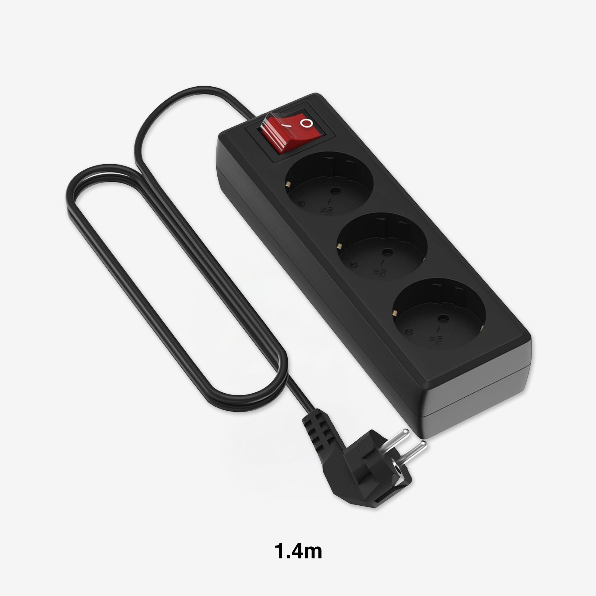 Extensão Fio com Interruptor 3 Tomadas Preto 1.4mX1.5mm