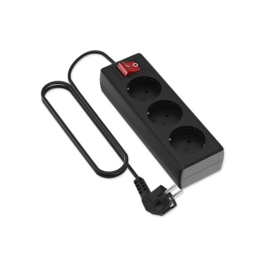 Extensão Fio com Interruptor 3 Tomadas Preto 1.4mX1.5mm