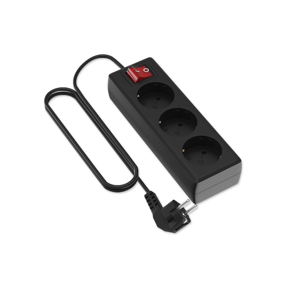 Extensão Fio com Interruptor 3 Tomadas Preto 1.4mX1.5mm