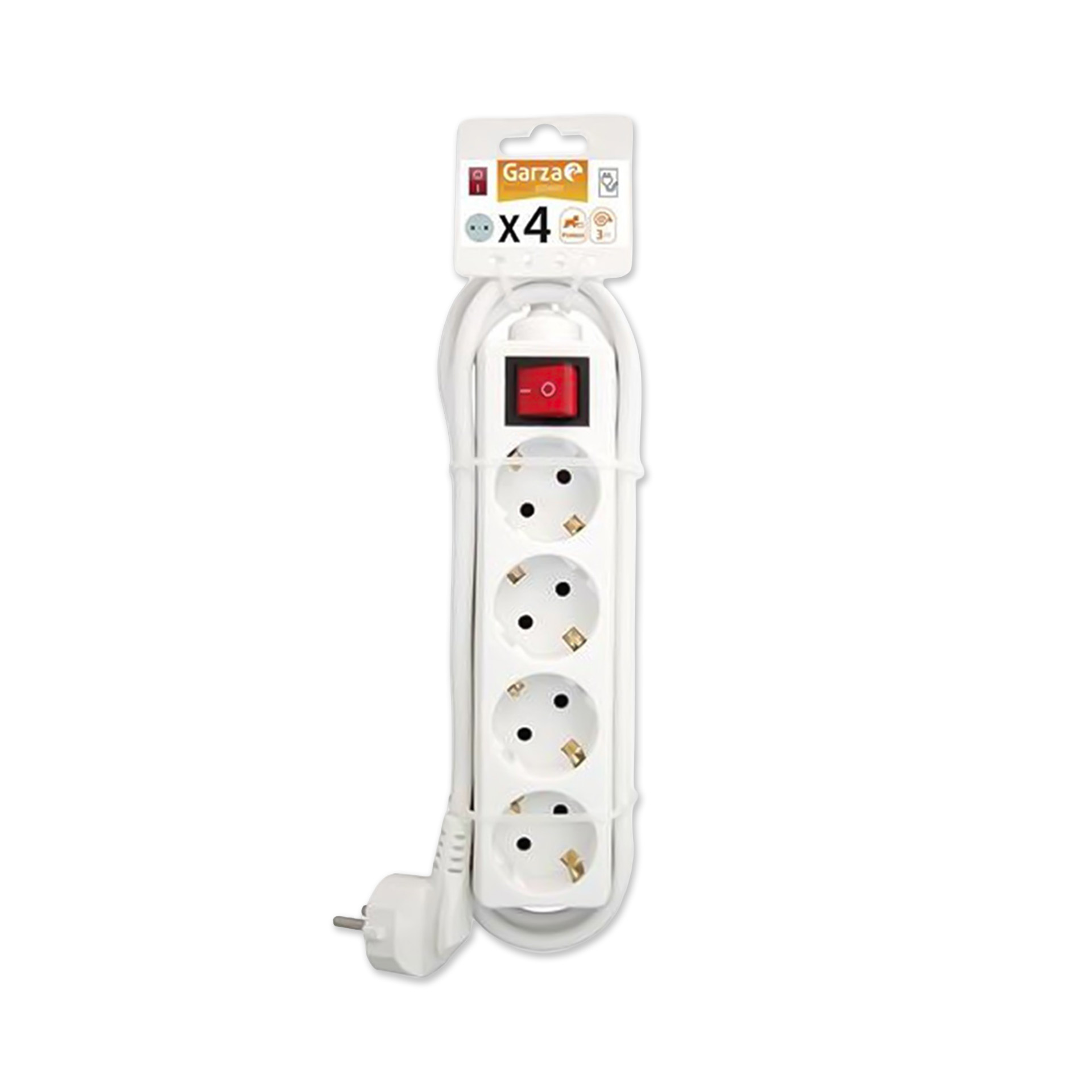 Extensão Fio com Interruptor 4 Tomadas Branco 3mX1.5mm
