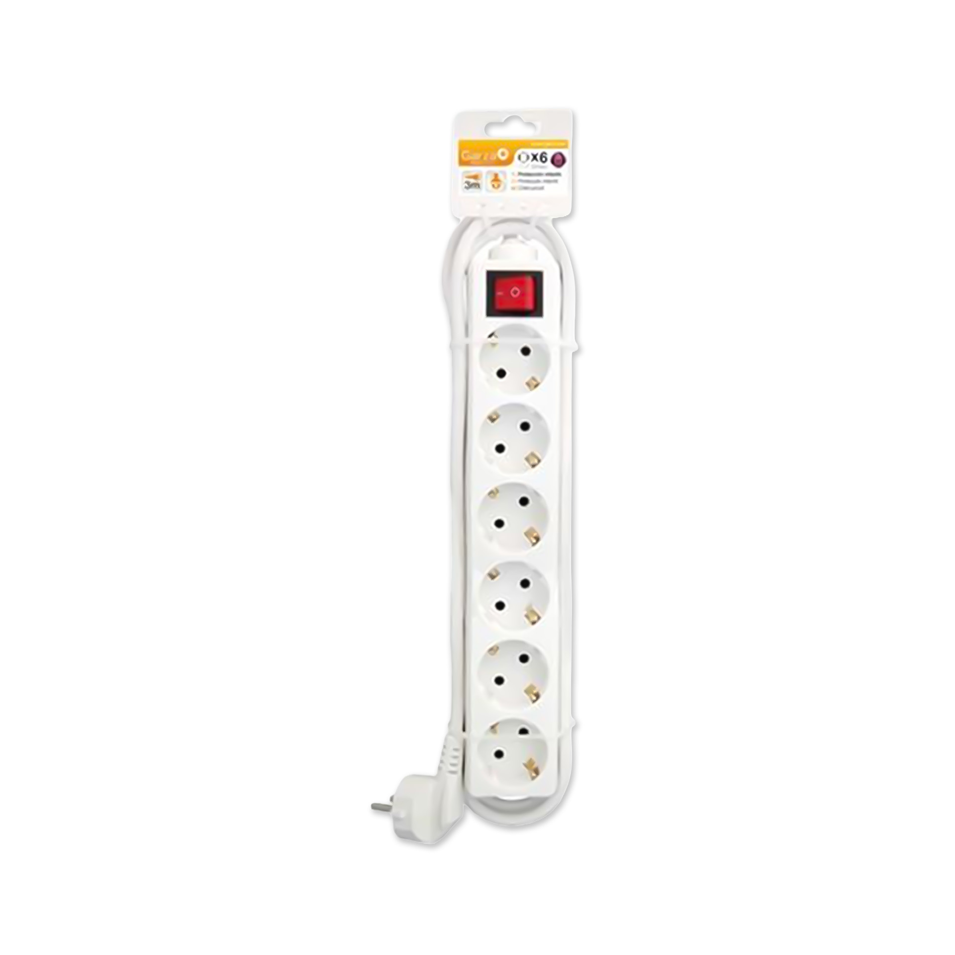 Extensão Fio com Interruptor 6 Tomadas Branco 3mX1.5mm