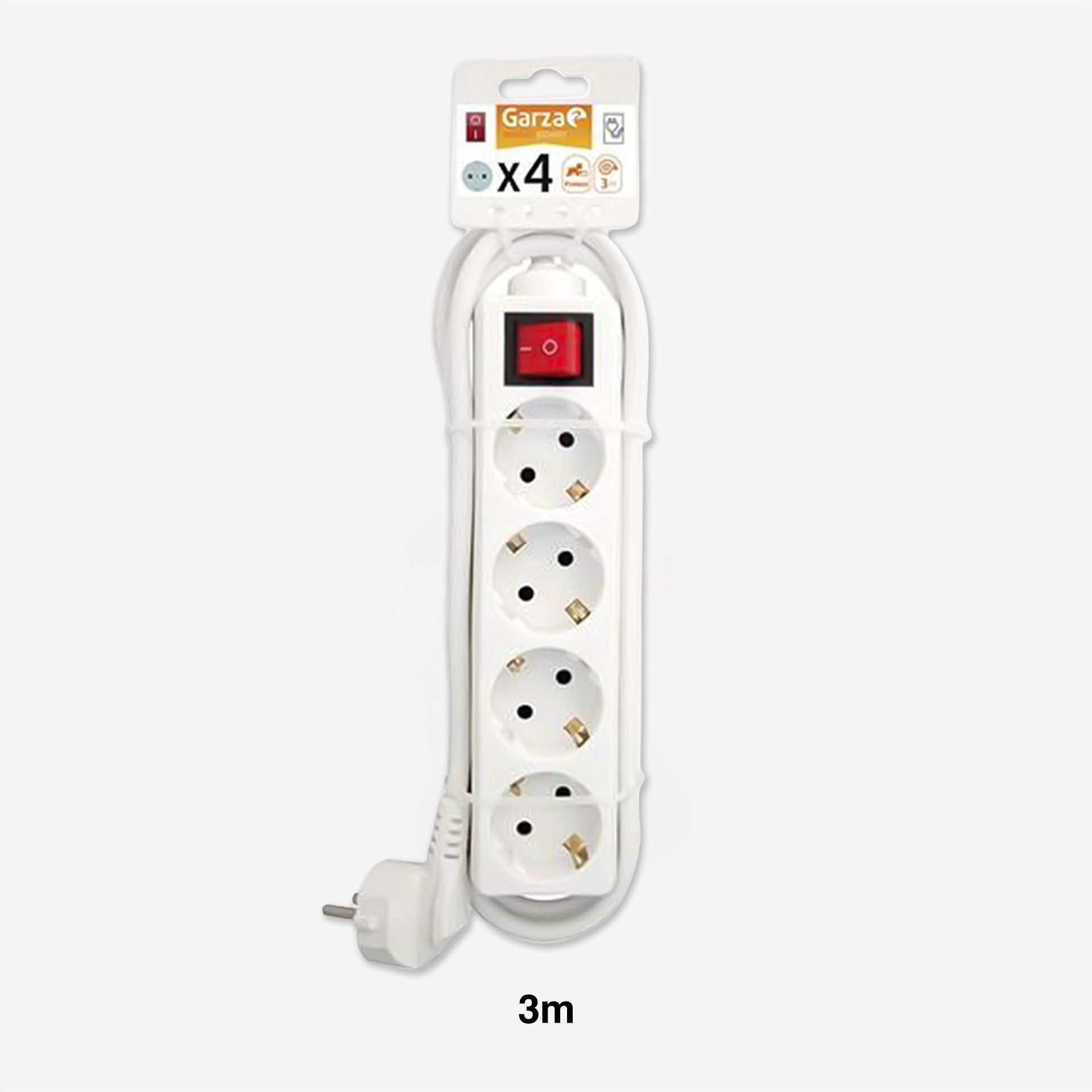 Extensão Fio com Interruptor 4 Tomadas Branco 3mX1.5mm