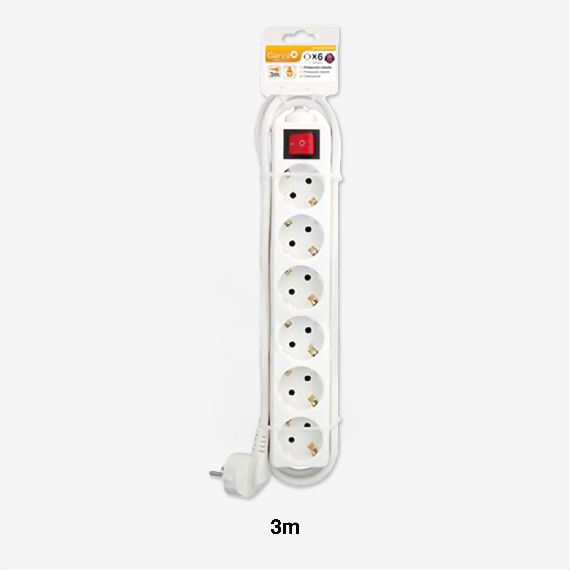 Extensão Fio com Interruptor 6 Tomadas Branco 3mX1.5mm