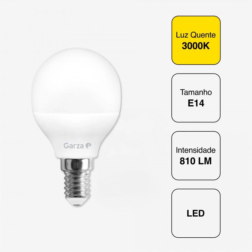 Lâmpada Led Esférica E14 810Lm 30K Luz Quente Lâmpada Led Esférica E14 810Lm 30K Luz Quente