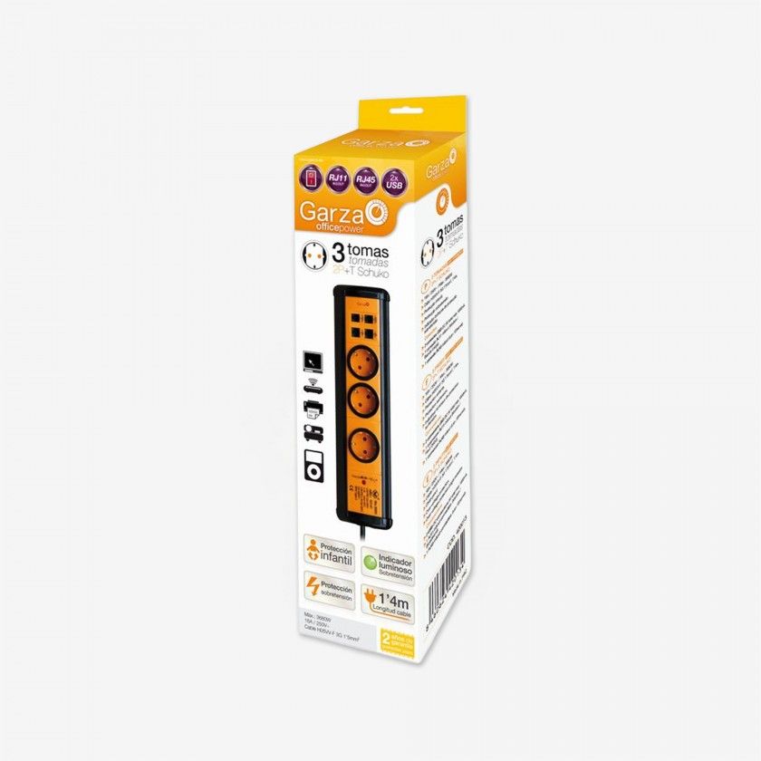 Extens�o Profissional com 3 Tomadas + 2 Usb + 2Rj11 + 2Rj45 1.4M