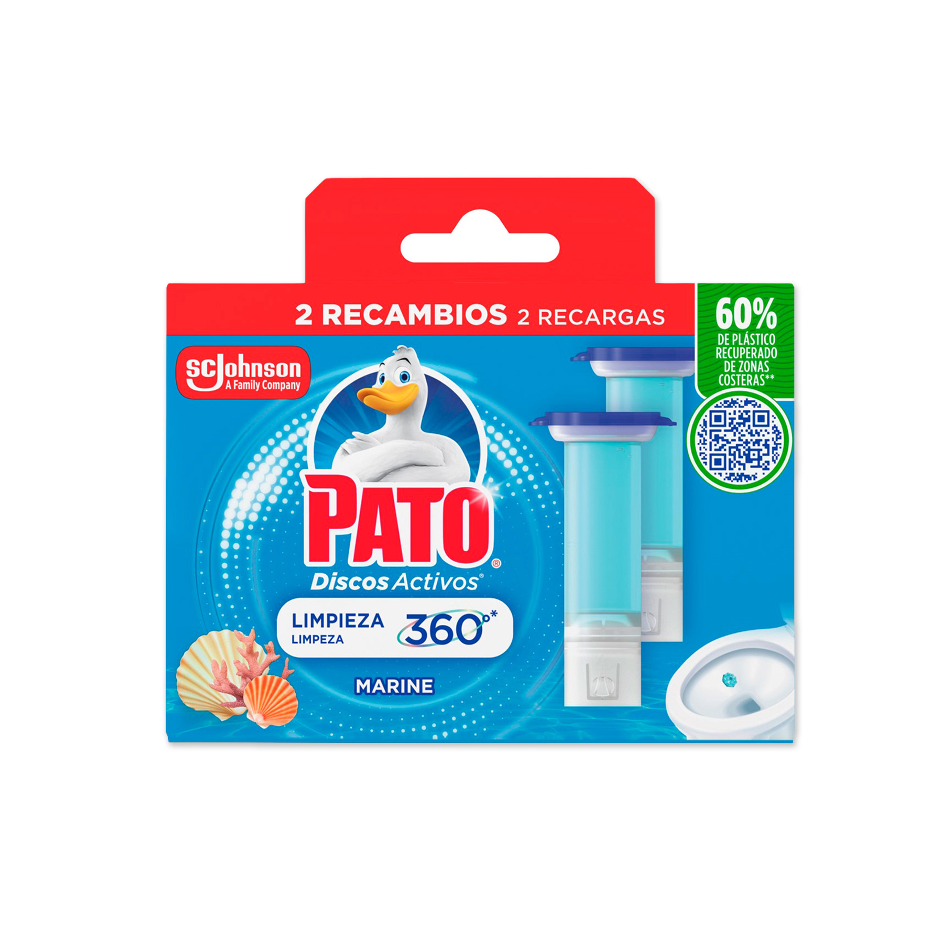 Wc Pato Discos Activos Recarga Marinho 36ml Pack 2