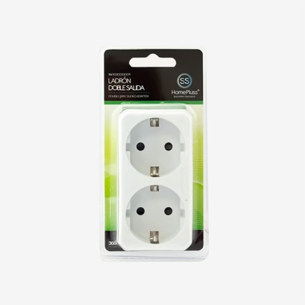 Adaptador Tomada Duplo Branco 3680w 9.1X7.9X4.8cm