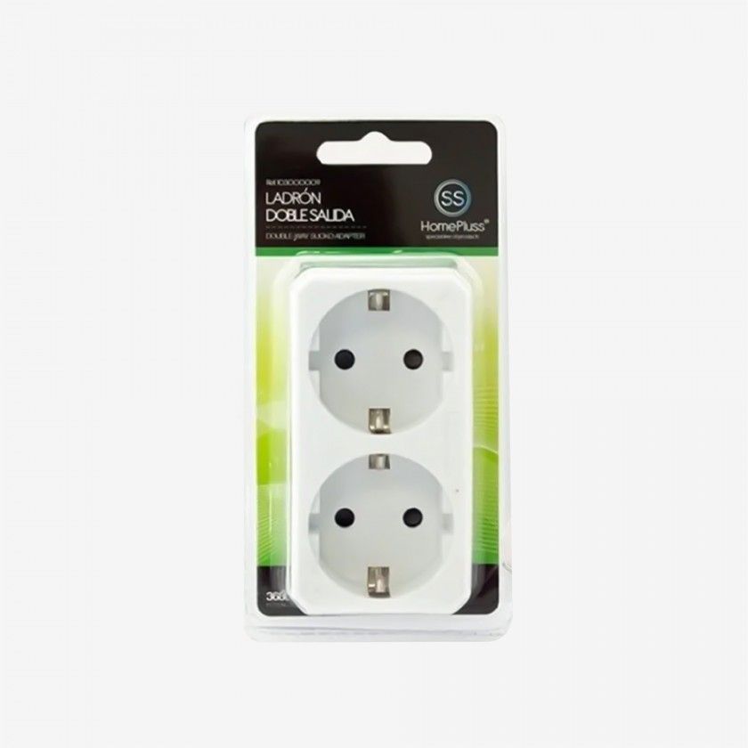Adaptador Tomada Duplo Branco 3680w 9.1X7.9X4.8cm Adaptador Tomada Duplo Branco 3680w 9.1X7.9X4.8cm