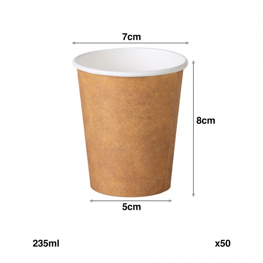 Copo Cartão Bebidas Frias Castanho 235ml 7X5X8.5cm Pack 50 Copo Cartão Bebidas Frias Castanho 235ml 7X5X8.5cm Pack 50