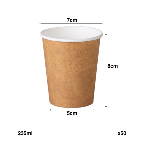 Copo Cartão Bebidas Frias Castanho 235ml 7X5X8.5cm Pack 50 - Image product
