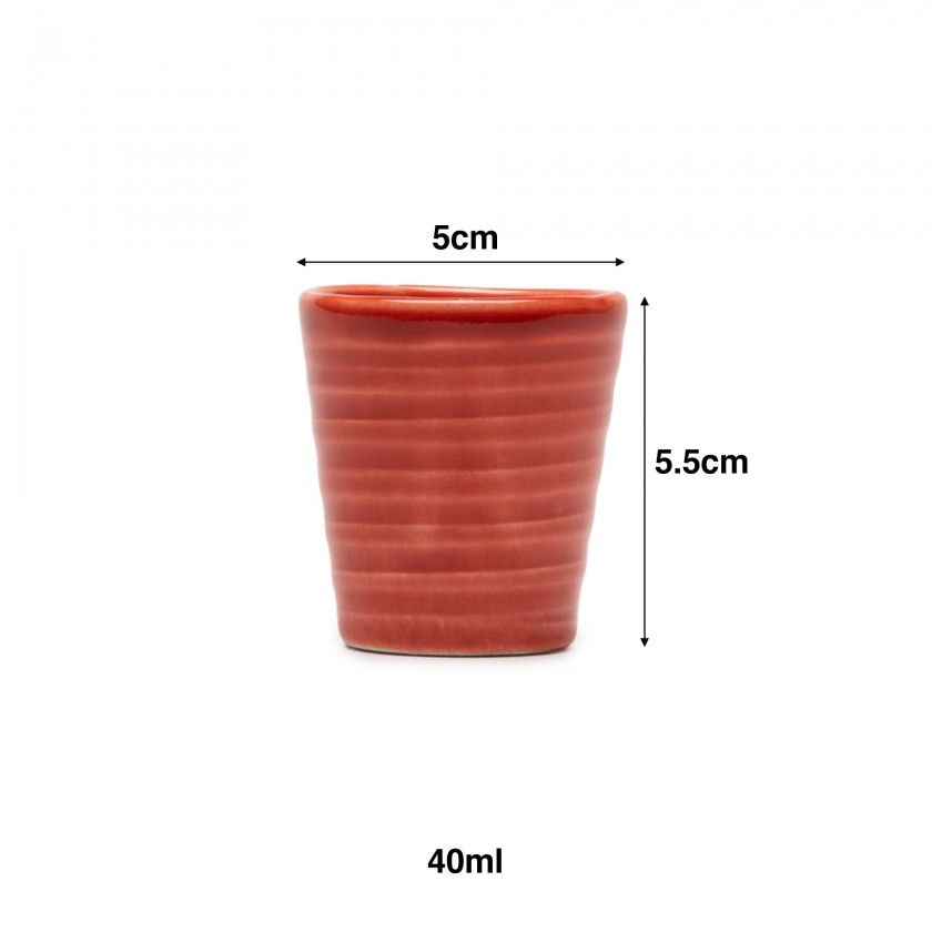 Copo Cafe Riscas Salmao 5.5cm Copo Cafe Riscas Salmao 5.5cm