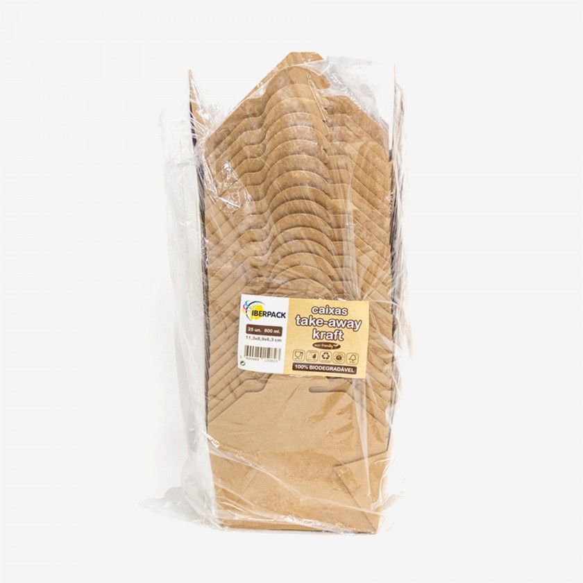 Caixa Take Away Kraft Retangular Pack 25 Caixa Take Away Kraft Retangular Pack 25