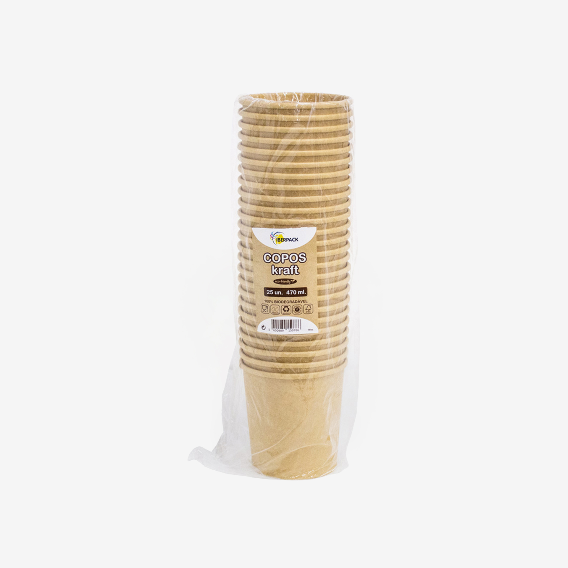 Copo com Tampa Kraft Redondo Pack 25