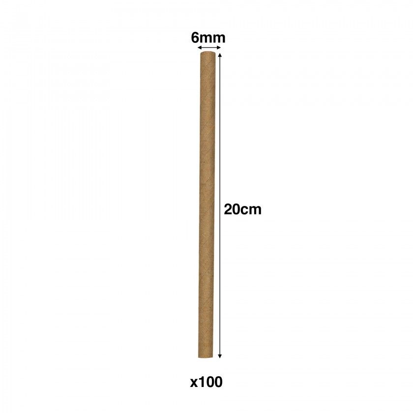 Palhinhas Cartão Redondo 6mmx20cm Pack 100 Palhinhas Cartão Redondo 6mmx20cm Pack 100