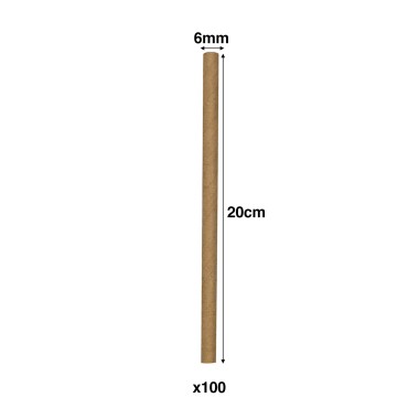 Palhinhas Cartão Redondo 6mmx20cm Pack 100