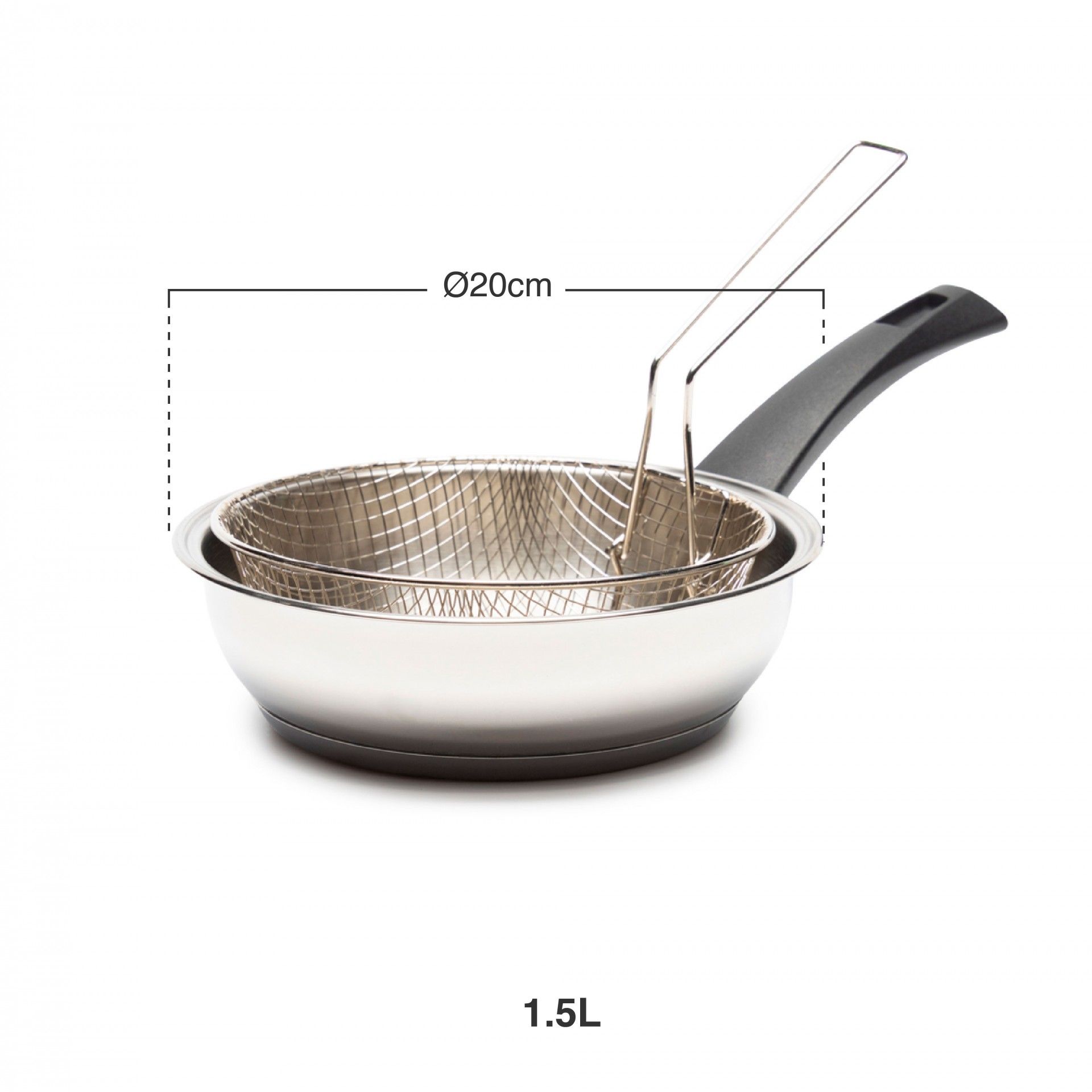 Fritadeira Com Cesto Com Cabo Inox 1.5l Ø20cm
