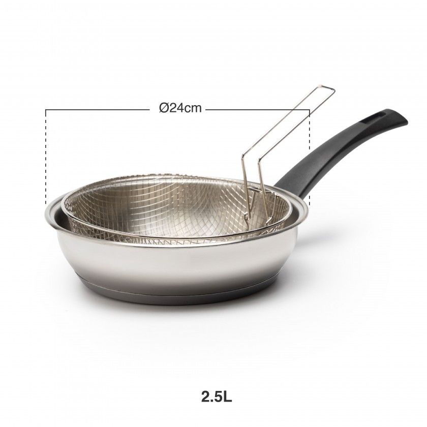 Fritadeira Com Cesto Com Cabo Inox 2.5l Ø24cm Fritadeira Com Cesto Com Cabo Inox 2.5l Ø24cm