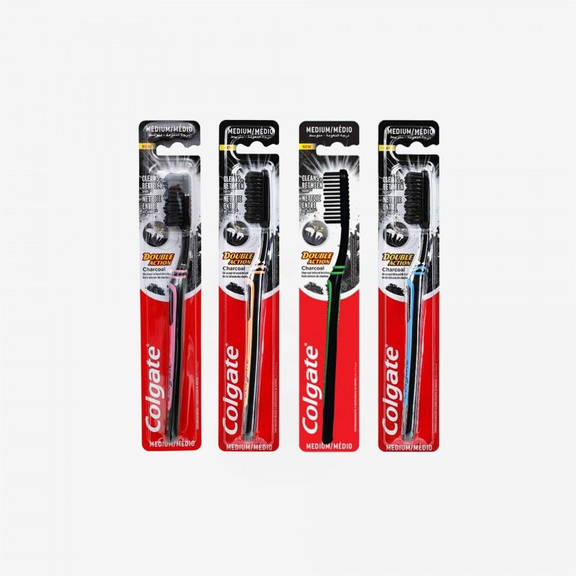 Escova Dentes Colgate Double Action Carvão Médio Escova Dentes Colgate Double Action Carvão Médio
