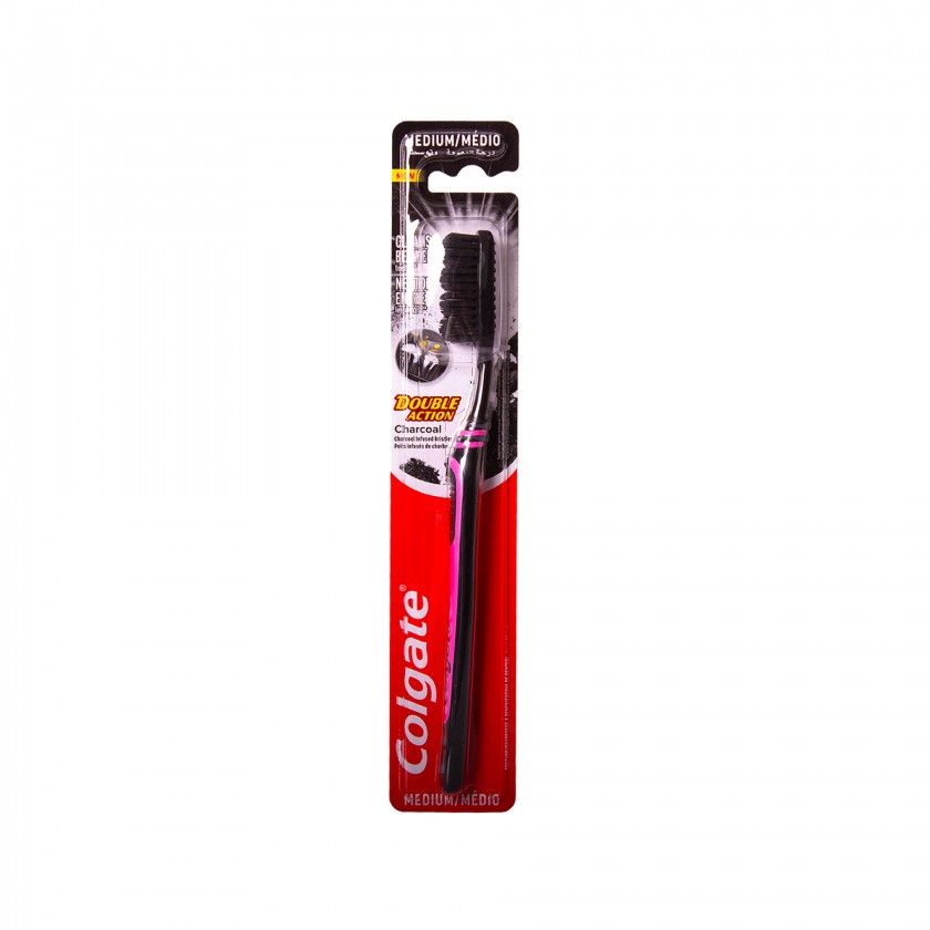 Escova Dentes Colgate Double Action Carvão Médio Escova Dentes Colgate Double Action Carvão Médio
