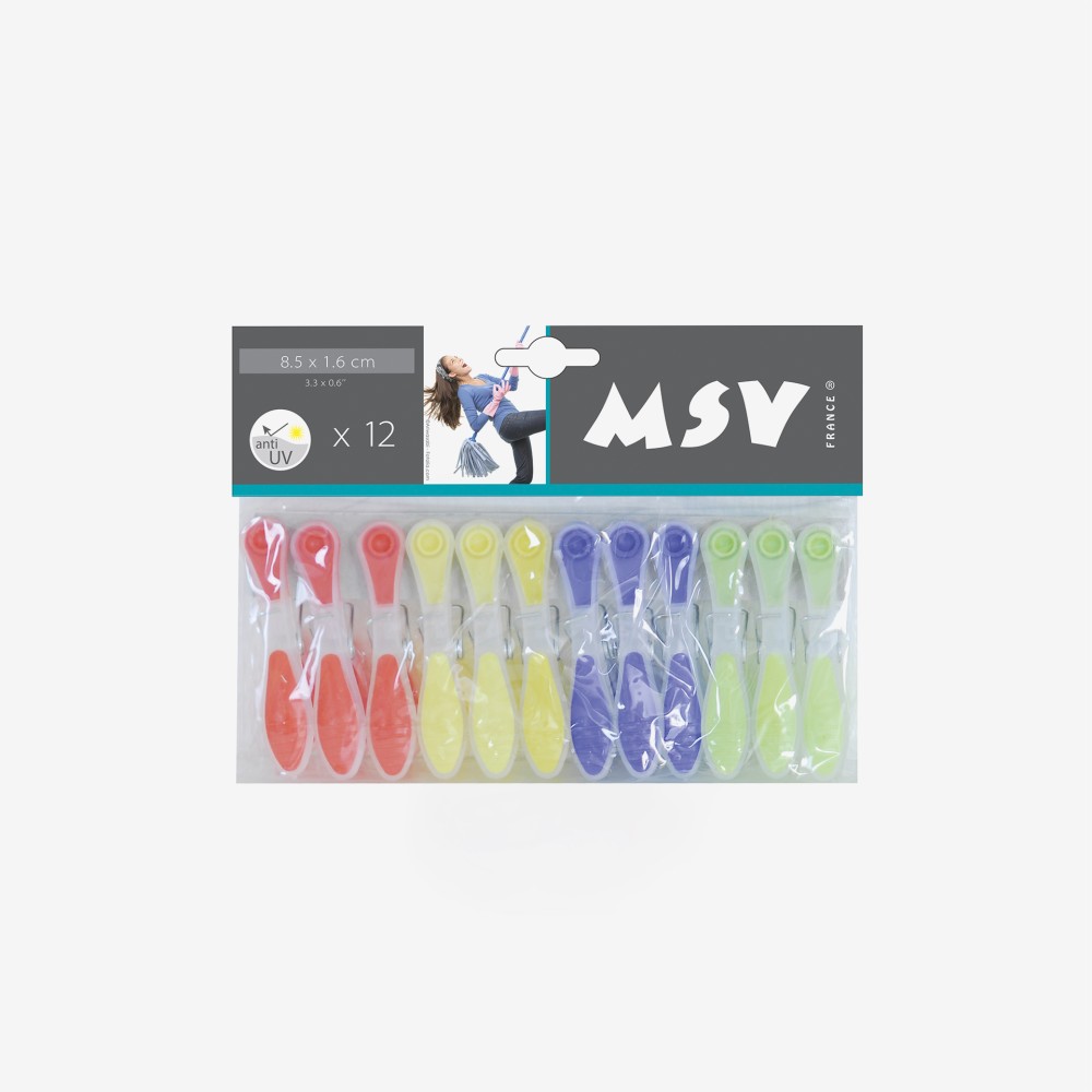 Mola Roupa Pp Cores Pack 12 8.5cm