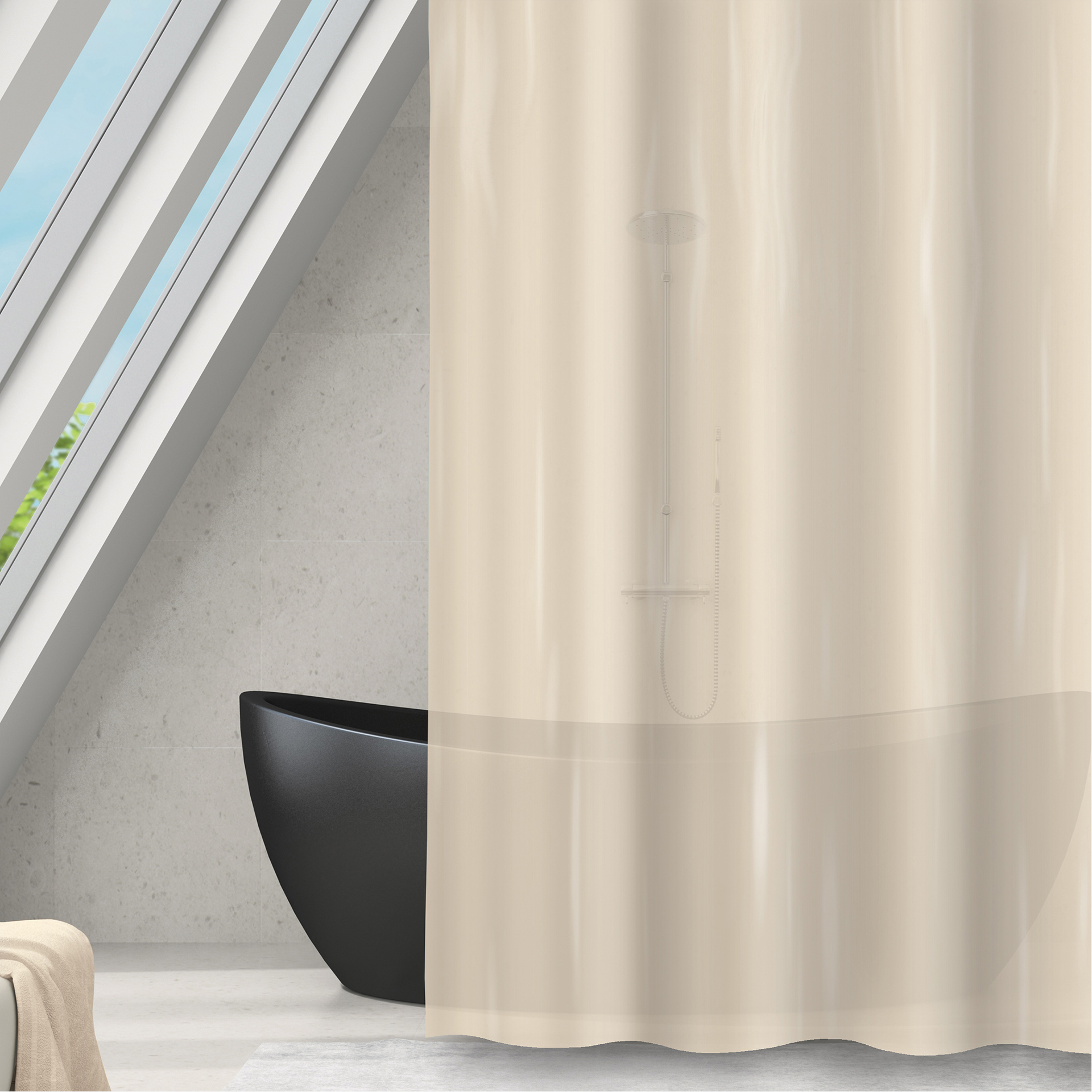 Cortina Banho Poliester Bege 180X180cm