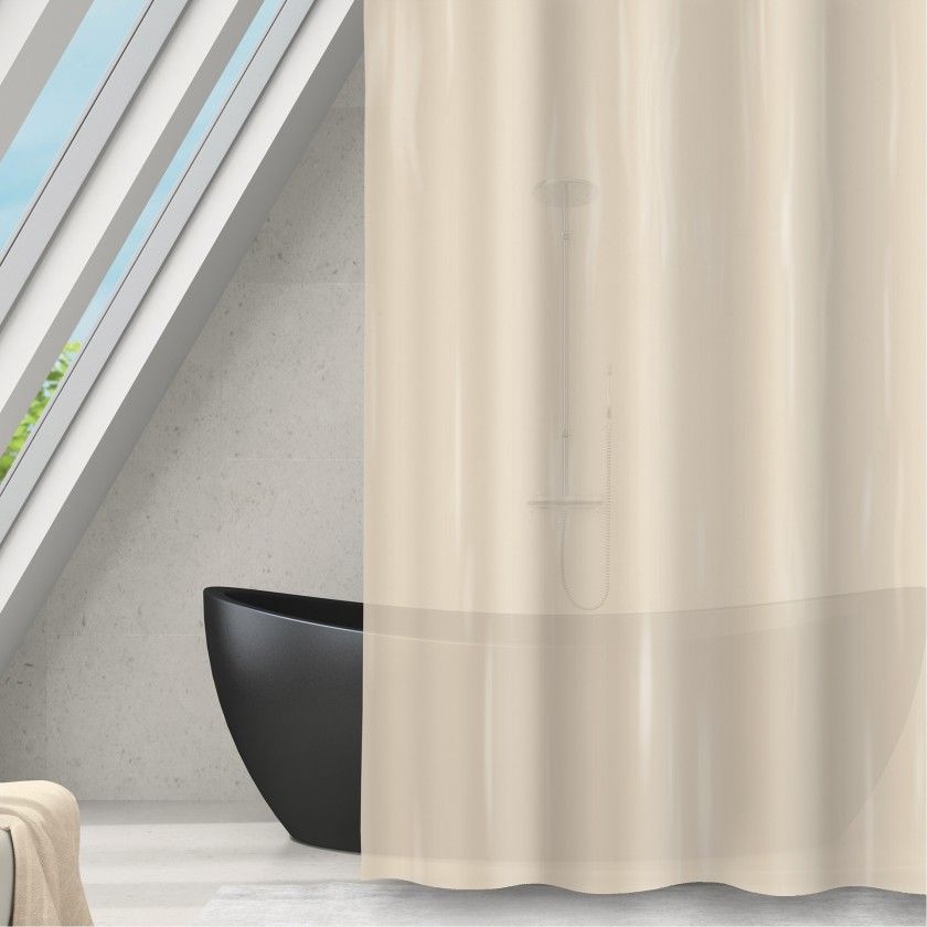 Cortina Banho Poliester Bege 180X180cm Cortina Banho Poliester Bege 180X180cm