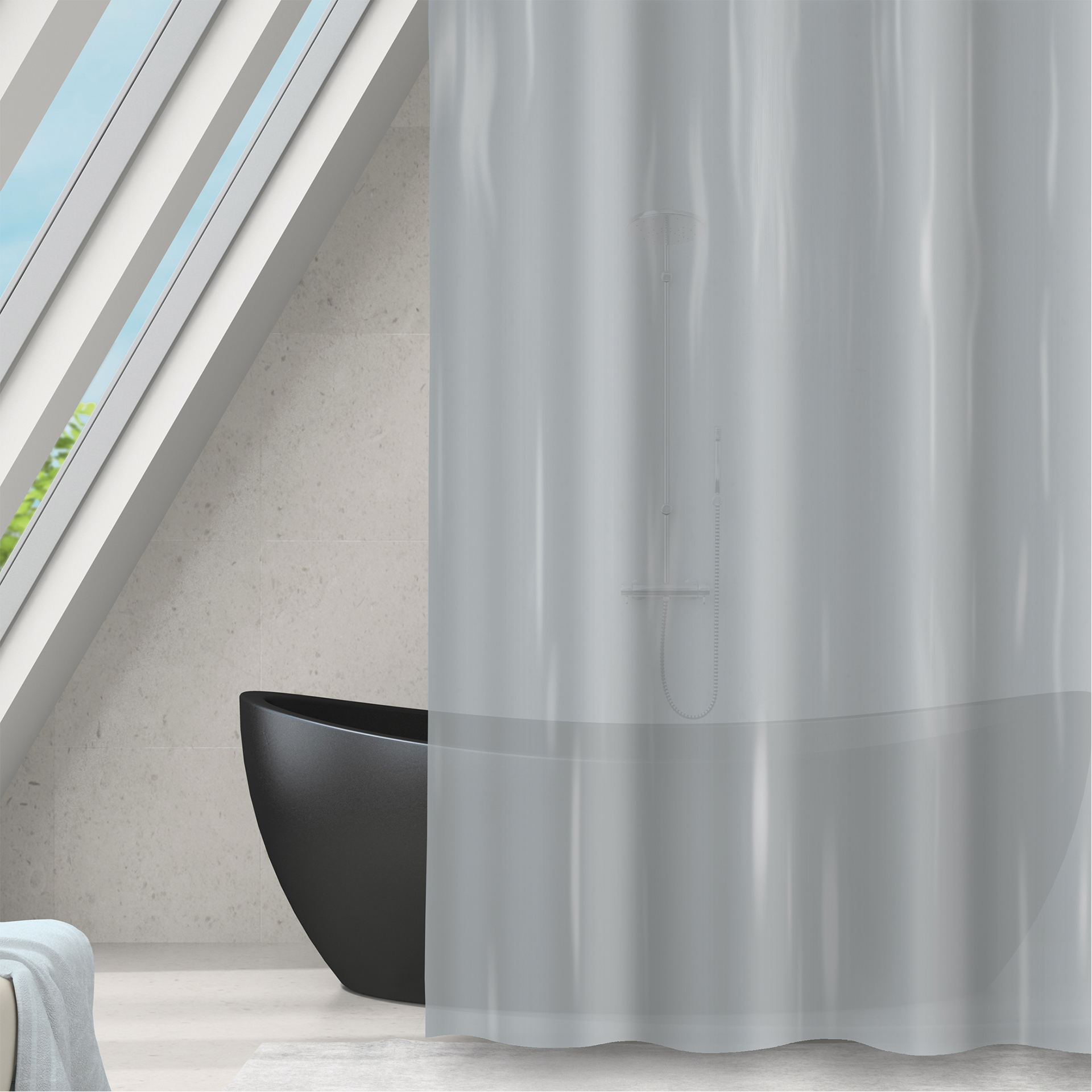 Cortina Banho Poliester Cinzento 180X180cm