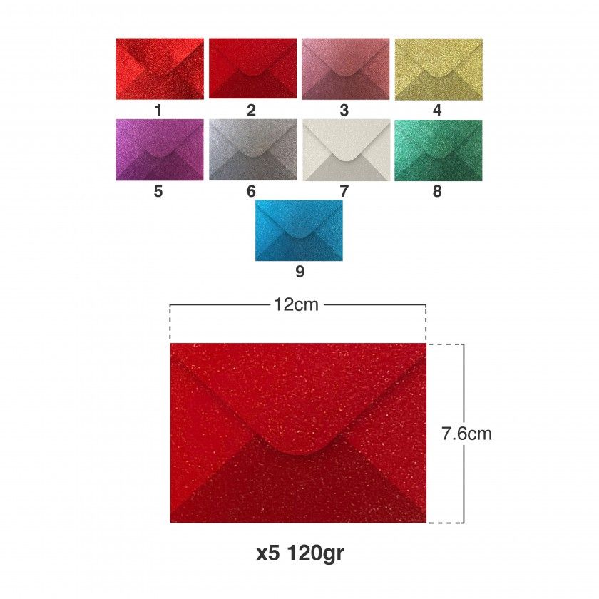 Envelope Glitter 120g 76X120mm Pack 5 Envelope Glitter 120g 76X120mm Pack 5