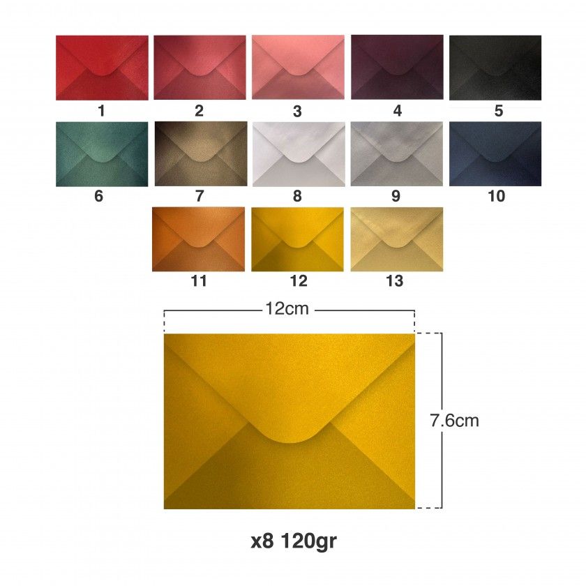 Envelope Metalizados 120gr 76X120mm Pack 8 Envelope Metalizados 120gr 76X120mm Pack 8