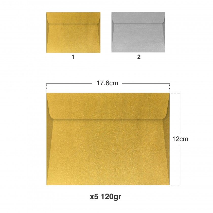 Envelope Metalizados 120gr 120X176mm Pack 5 Envelope Metalizados 120gr 120X176mm Pack 5