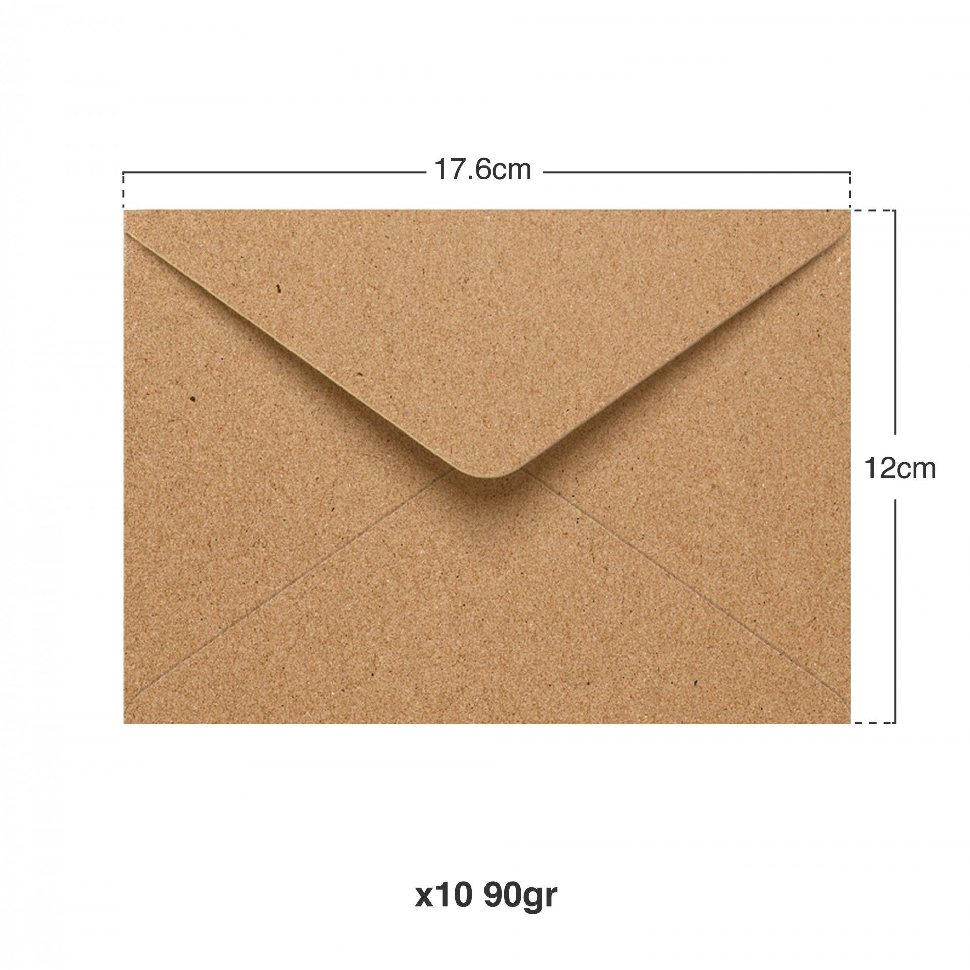 Envelope Kraft 90gr 120X176mm Pack 10