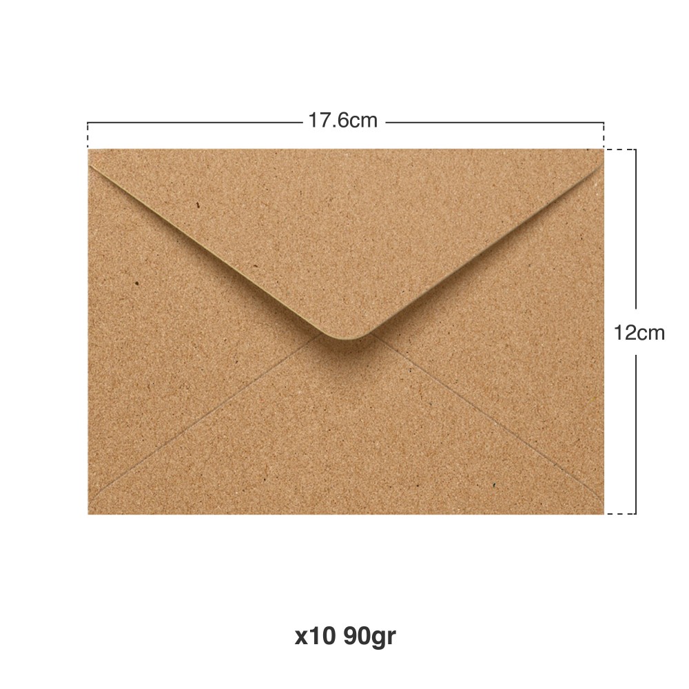 Envelope Kraft 90gr 120X176mm Pack 10