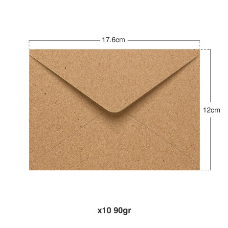 Envelope Kraft 90gr 120X176mm Pack 10 - Image product