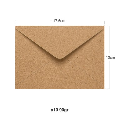 Envelope Kraft 90gr 120X176mm Pack 10