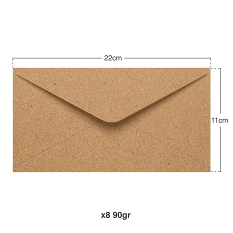 Envelope Kraft 90gr 110X220mm Pack 8 - Image product