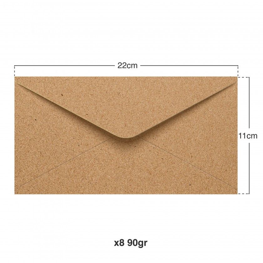 Envelope Kraft 90gr 110X220mm Pack 8 Envelope Kraft 90gr 110X220mm Pack 8