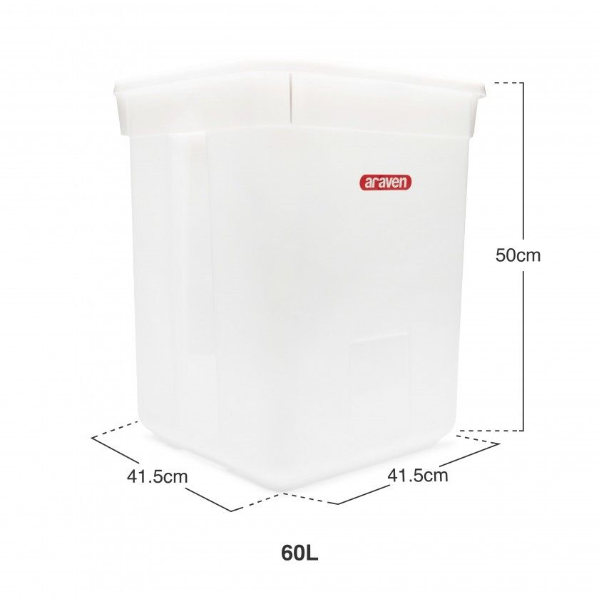Contentor Polietileno com Tampa Quadrado Branco 60L 41.5X41.5X50cm Contentor Polietileno com Tampa Quadrado Branco 60L 41.5X41.5X50cm