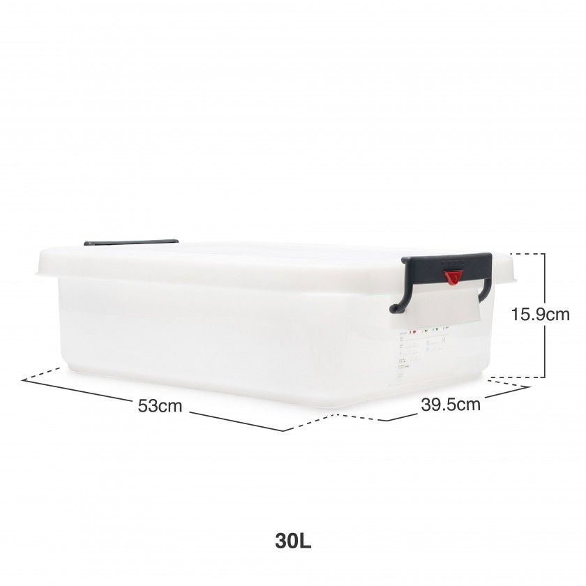 Caixa Herm�tica Fecho Duplo Lateral 30L 53X39.6X15.9cm Branco